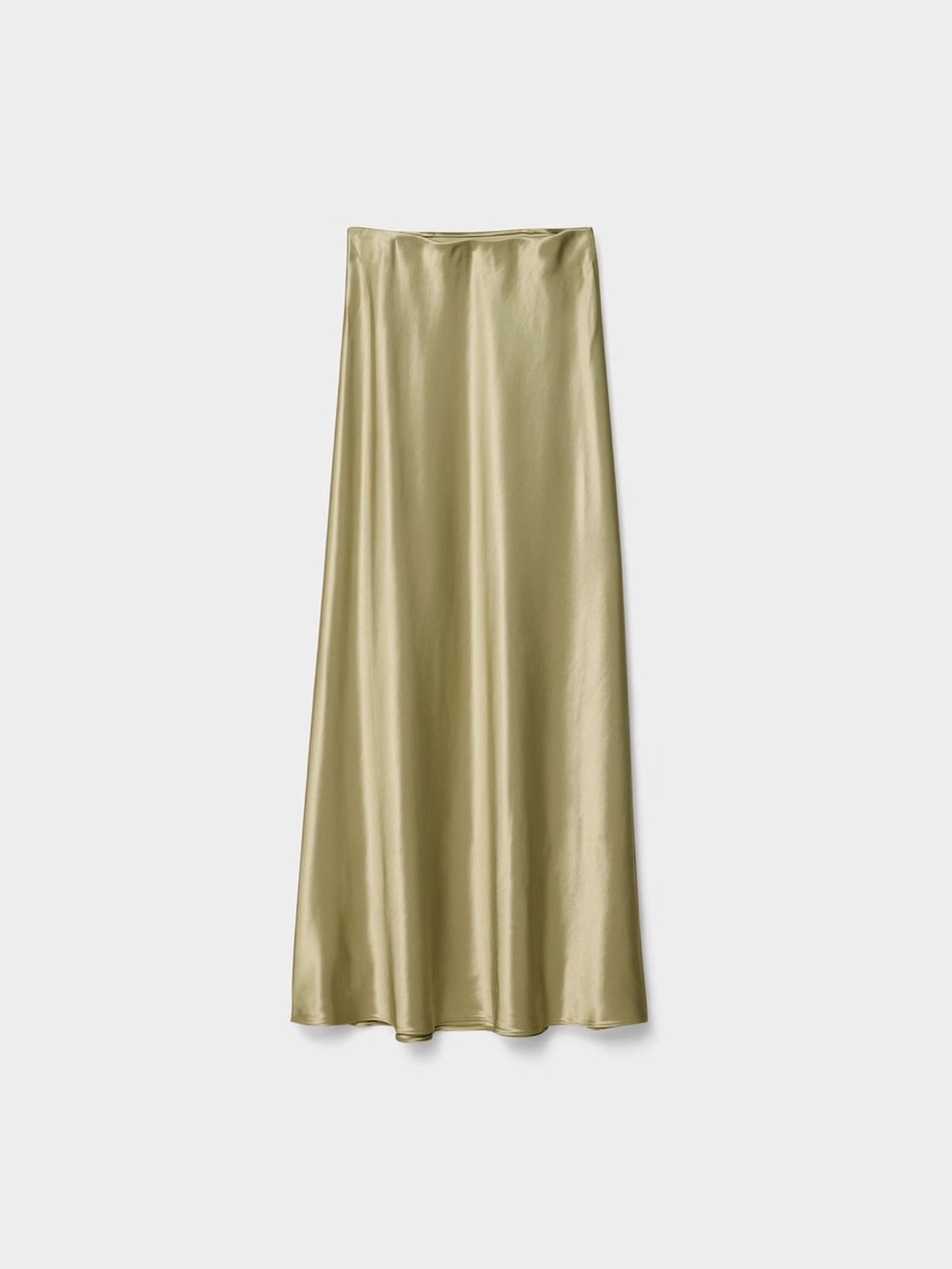 TEN Aritzia Capture Satin Skirt in Bosana Green